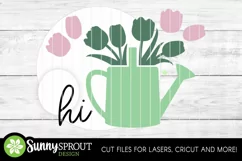 Hi Watering Can & Tulips Sign - SVG Laser Cut File Product Image 3