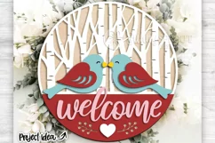 Welcome Love Birds Birch Tree Sign - SVG Laser Cut Files Product Image 2