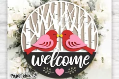 Welcome Love Birds Birch Tree Sign - SVG Laser Cut Files Product Image 1