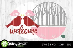 Welcome Love Birds Birch Tree Sign - SVG Laser Cut Files Product Image 3