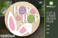 Hop Hop Easter Bunny Ears Sign - SVG Laser Cut Product Image 2
