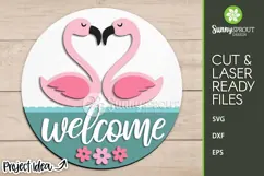 Welcome Flamingos Sign - SVG Laser Cut Files Product Image 2