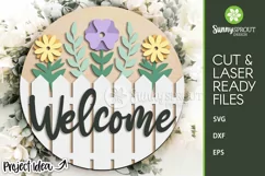 Welcome Fence with Flowers Sign - SVG Laser Cut File Product Image 2