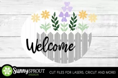 Welcome Fence with Flowers Sign - SVG Laser Cut File Product Image 3