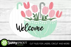 Welcome Umbrella Tulip Flowers Sign - SVG Laser Cut File Product Image 3