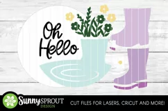 Oh Hello Rainboots & Flowers Sign - SVG Laser Cut File Product Image 3