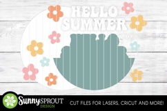 Hello Summer Retro Flower Sign - SVG Laser Cut Files Product Image 3