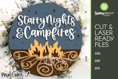 Starry Nights & Campfires Sign - SVG Laser Cut Files Product Image 1