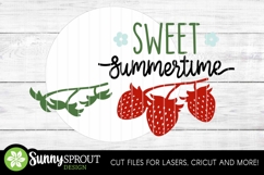 Sweet Summertime Strawberry Sign - SVG Laser Cut Files Product Image 3