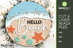 Hello Beach Ocean and Seashells Sign - SVG Laser Cut Files Product Image 2