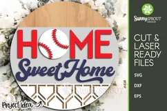 Home Sweet Home Baseball Welcome Sign - SVG Laser Cut Files Product Image 1