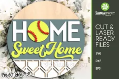 Home Sweet Home Baseball Welcome Sign - SVG Laser Cut Files Product Image 2