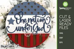One Nation Under God American Flag Sign - SVG Laser Cut File Product Image 2