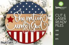 One Nation Under God American Flag Sign - SVG Laser Cut File Product Image 1