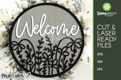 Welcome Round Wildflower Sign - SVG Laser Cut Files Product Image 2