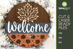 Welcome Fall Maple Leaf Sign - SVG Laser Cut Files Product Image 1