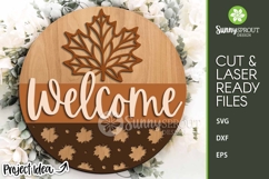 Welcome Fall Maple Leaf Sign - SVG Laser Cut Files Product Image 2