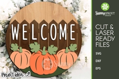 Welcome Fall Pumpkin Fence Sign - SVG Laser Cut Files Product Image 2