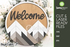 Welcome Geometric Rustic Mountain Sign - SVG Laser Cut File Product Image 1