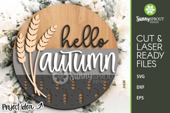 Hello Autumn Wheat Sign - Fall SVG Laser Cut Files Product Image 2