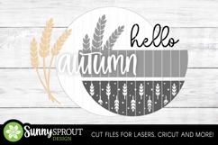 Hello Autumn Wheat Sign - Fall SVG Laser Cut Files Product Image 3