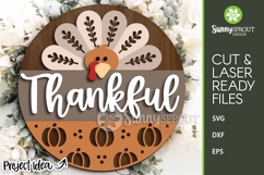 Thankful Thanksgiving Turkey Sign - SVG Laser Cut Files Product Image 1