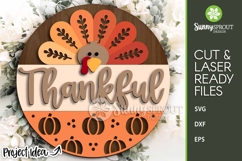 Thankful Thanksgiving Turkey Sign - SVG Laser Cut Files Product Image 2