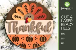 Thankful Thanksgiving Turkey Sign - SVG Laser Cut Files Product Image 2