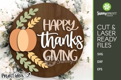 Happy Thankgiving Pumpkin Sign - SVG Laser Cut Files Product Image 2