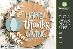Happy Thankgiving Pumpkin Sign - SVG Laser Cut Files Product Image 1
