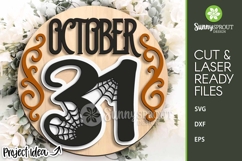 October 31 Spiderweb Halloween Sign - SVG Laser Cut Files Product Image 1