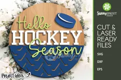 Hello Hockey Season Sign - SVG Laser Cut File Product Image 1