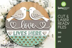 Love Lives Here Bird Valentine Sign - SVG Laser Cut File Product Image 2