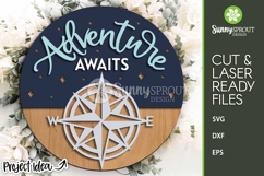 Adventure Awaits Compass Sign - SVG Laser Cut Files Product Image 1