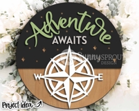 Adventure Awaits Compass Sign - SVG Laser Cut Files Product Image 2