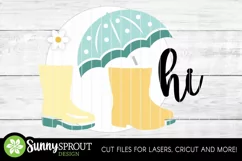 Hi Umbrella and Rain Boots Sign - SVG Laser Cut File Product Image 3