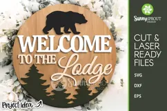 Welcome to the Lodge Bear Sign - SVG Laser Cut Files Product Image 1