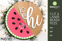 Hi Half Watermelon Sign - SVG Laser Cut Files Product Image 1