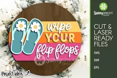 Wipe Your Filp Flops Summer Sign - SVG Laser Cut Files Product Image 1