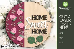 Home Sweet Home Strawberry Sign - SVG Laser Cut Files Product Image 2