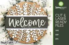 Welcome Wildflower Floral Sign - SVG Laser Cut Files Product Image 1