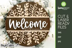 Welcome Wildflower Floral Sign - SVG Laser Cut Files Product Image 2