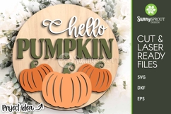 Hello Pumpkin Door Sign - Fall SVG Laser Cut File Product Image 2