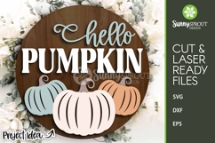 Hello Pumpkin Door Sign - Fall SVG Laser Cut File Product Image 1