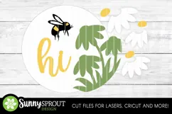 Hi Bee and Daisies Sign - SVG Laser Cut Files Product Image 3