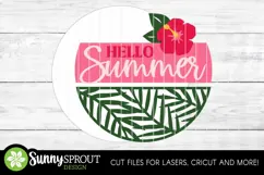 Hello Summer Hibiscus Flower Sign - SVG Laser Cut Files Product Image 3