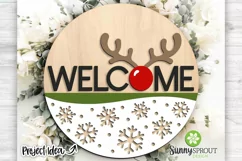 Welcome Reindeer Antler Snowflake Sign - Laser SVG Cut File Product Image 2