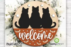 Welcome Black Cats & Bats Sign - Halloween SVG Laser Files Product Image 2