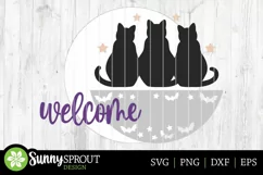 Welcome Black Cats & Bats Sign - Halloween SVG Laser Files Product Image 3