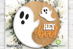 Hey Boo Ghosts Sign - Halloween SVG Laser Cut Files Product Image 1